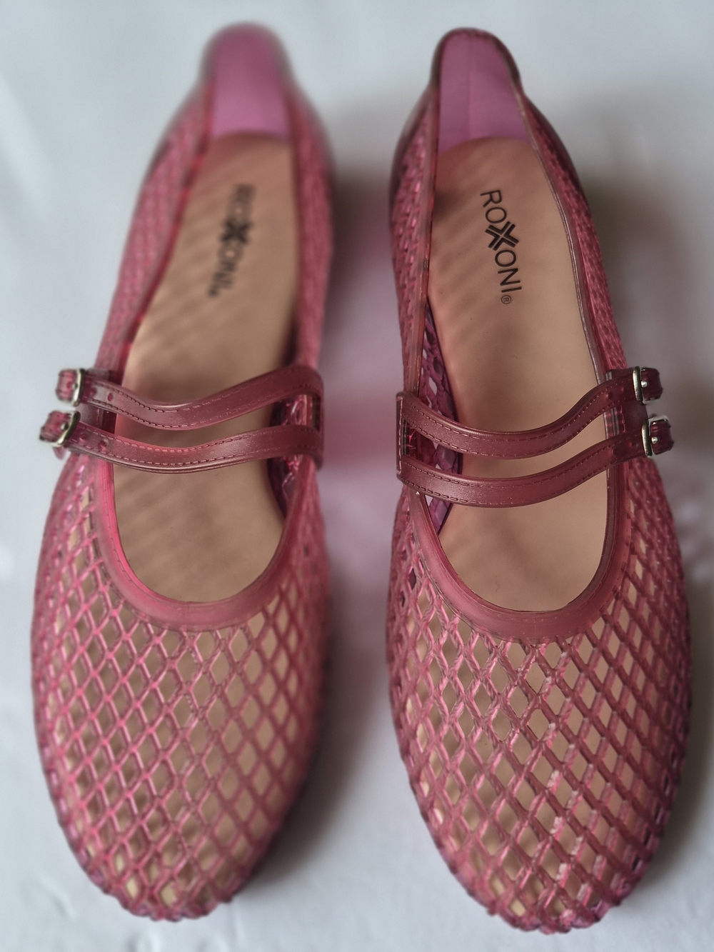 Roxxoni Pink Double-Strap Jellies Mary Jane Flats